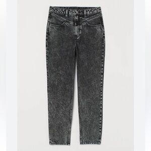 H&M Black Acid Wash Highrise Mom Cut Ankle Retro Style Jean